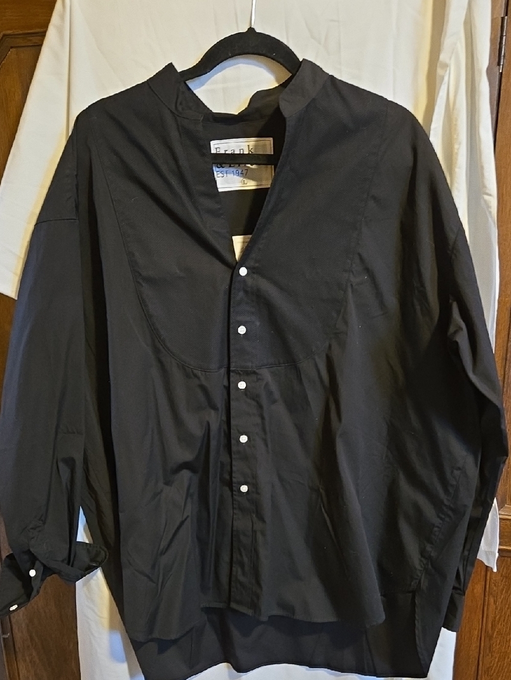Frank & Eileen Victoria Italian Tuxedo Shirt In Black Size L